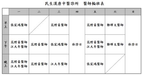 漢唐中醫門診表|民生漢唐中醫診所(台北市松山區中醫診所)門診時間表